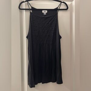 Old Navy Black Sleeveless Top With Aztec Lace design